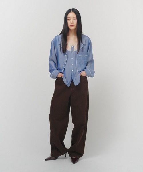 THINGS THAT MATTER（シングス ザット マター）の「CHAMBRAY PIPING SHIRT ENSEMBLE / シャンブレー パイピング シャツ アンサンブル（シャツ/ブラウス・レディース・ブルー・FREE）」の13枚目の写真