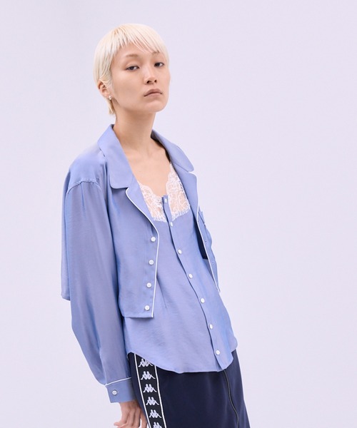 THINGS THAT MATTER（シングス ザット マター）の「CHAMBRAY PIPING SHIRT ENSEMBLE / シャンブレー パイピング シャツ アンサンブル（シャツ/ブラウス・レディース・ブルー・FREE）」の17枚目の写真