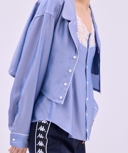 THINGS THAT MATTER（シングス ザット マター）の「CHAMBRAY PIPING SHIRT ENSEMBLE / シャンブレー パイピング シャツ アンサンブル（シャツ/ブラウス・レディース・ブルー・FREE）」の21枚目の写真