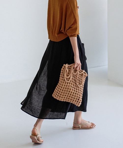 Flugge(フラッジー)の「【ラクして上品♪スカート見えワイドパンツ】スカート風リネンタッチパンツ(その他パンツ・レディース・ブラック/ホワイト・LARGE/MEDIUM)」の6枚目の写真