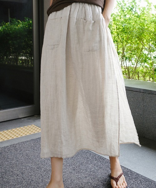 Flugge(フラッジー)の「【ラクして上品♪スカート見えワイドパンツ】スカート風リネンタッチパンツ(その他パンツ・レディース・ブラック/ホワイト・LARGE/MEDIUM)」の14枚目の写真