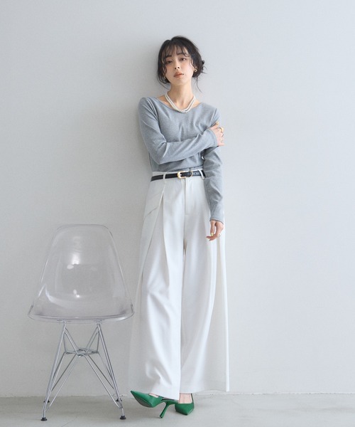 &. NOSTALGIA(アンドドットノスタルジア)の「カップ付きバックオープンロンT(Tシャツ/カットソー・レディース・アイボリー/グレー・FREE)」の16枚目の写真