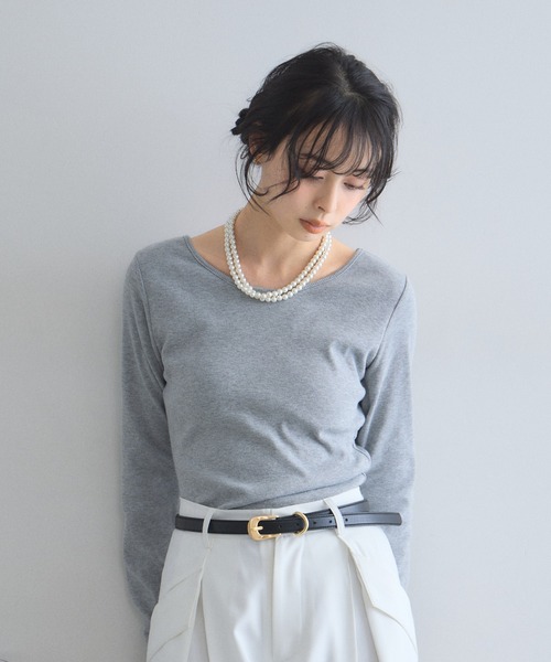 &. NOSTALGIA(アンドドットノスタルジア)の「カップ付きバックオープンロンT(Tシャツ/カットソー・レディース・アイボリー/グレー・FREE)」の17枚目の写真
