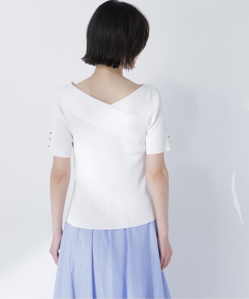 NATURAL BEAUTY BASIC(ナチュラルビューティーベーシック)の「クロスネックリブニット(ニット/セーター・レディース・オレンジ系その他/ブルー/オフホワイト/チャコールグレー・FREE)」の12枚目の写真
