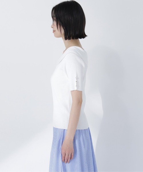 NATURAL BEAUTY BASIC(ナチュラルビューティーベーシック)の「クロスネックリブニット(ニット/セーター・レディース・オレンジ系その他/ブルー/オフホワイト/チャコールグレー・FREE)」の13枚目の写真