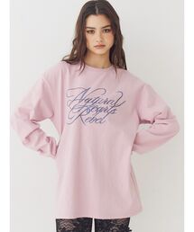 オーバーサイズラインストーングラフィックロンT 春服