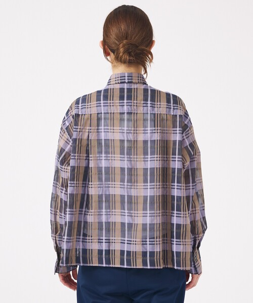 Rouge vif la cle(ルージュヴィフラクレ)の「【Le Melange/ル・メランジュ】シアーチェックシャツ/ シアー/メンズライク【WEB限定】(シャツ/ブラウス・レディース・ネイビー・フリー)」の5枚目の写真