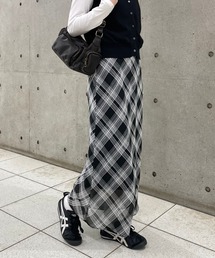 シアーチェックロングスカート