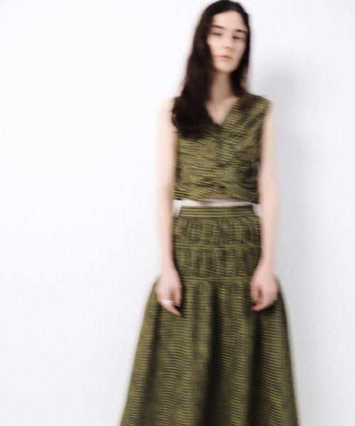 Ameri（アメリ）の「MEDI 2WAY SHIRRING TOP WITH SKIRT（スカート・レディース・ピンク/ネイビー/カーキ・SMALL/MEDIUM）」の7枚目の写真