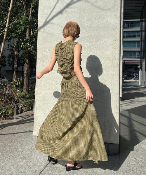 Ameri（アメリ）の「MEDI 2WAY SHIRRING TOP WITH SKIRT（スカート・レディース・ピンク/ネイビー/カーキ・SMALL/MEDIUM）」の22枚目の写真