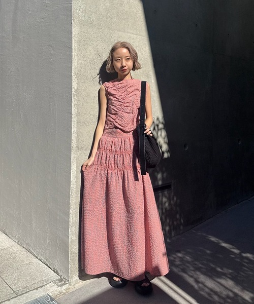 Ameri（アメリ）の「MEDI 2WAY SHIRRING TOP WITH SKIRT（スカート・レディース・ピンク/ネイビー/カーキ・SMALL/MEDIUM）」の17枚目の写真