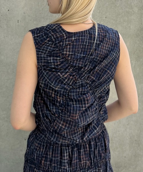 Ameri（アメリ）の「MEDI 2WAY SHIRRING TOP WITH SKIRT（スカート・レディース・ピンク/ネイビー/カーキ・SMALL/MEDIUM）」の14枚目の写真