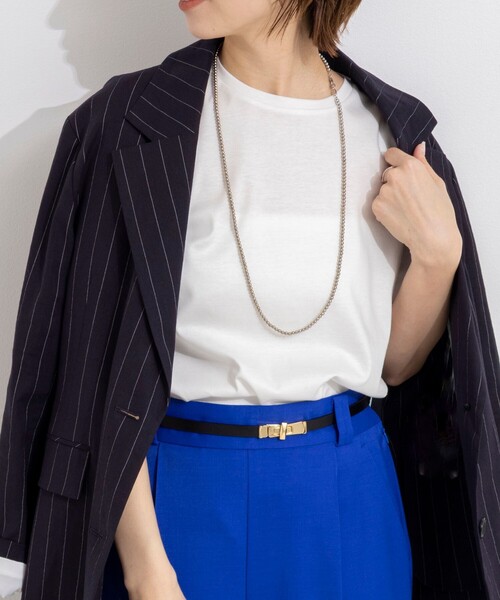 NOLLEY’S（ノーリーズ）の「ウォッシャブルベーシックTシャツ（Tシャツ/カットソー・レディース・ブラック/ホワイト/ベージュ・36/38）」の2枚目の写真