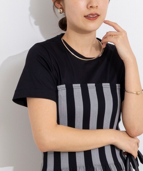 NOLLEY’S（ノーリーズ）の「ウォッシャブルベーシックTシャツ（Tシャツ/カットソー・レディース・ブラック/ホワイト/ベージュ・36/38）」の3枚目の写真