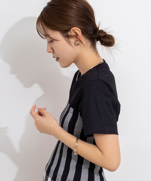 NOLLEY’S（ノーリーズ）の「ウォッシャブルベーシックTシャツ（Tシャツ/カットソー・レディース・ブラック/ホワイト/ベージュ・36/38）」の9枚目の写真