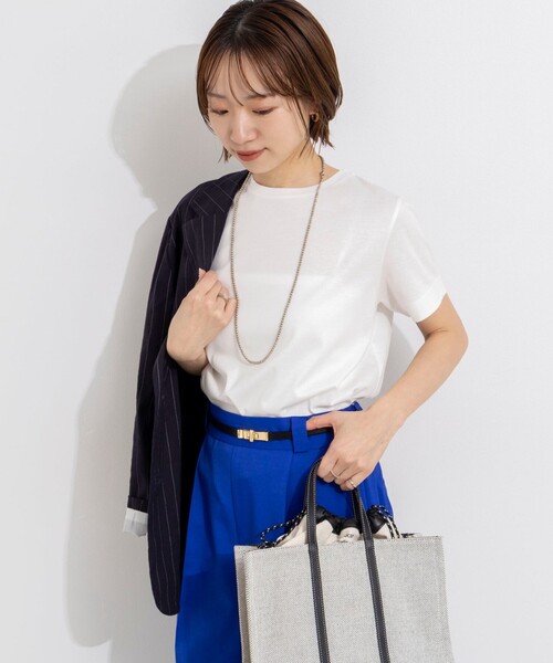 NOLLEY’S（ノーリーズ）の「ウォッシャブルベーシックTシャツ（Tシャツ/カットソー・レディース・ブラック/ホワイト/ベージュ・36/38）」の18枚目の写真
