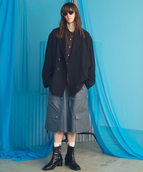MAISON SPECIAL(メゾンスペシャル)の「《UNISEX》Mix Linen Prime-Over-Over Semi-double Tailored Jacket/ミックスリネンプライムオーバーセミダブルテーラードジャケット【MAISON SPECIAL/メゾンスペシャル】■セットアップ対応■(テーラードジャケット・メンズ・ベージュ/ブルー/ブラック・0/2/1)」の4枚目の写真