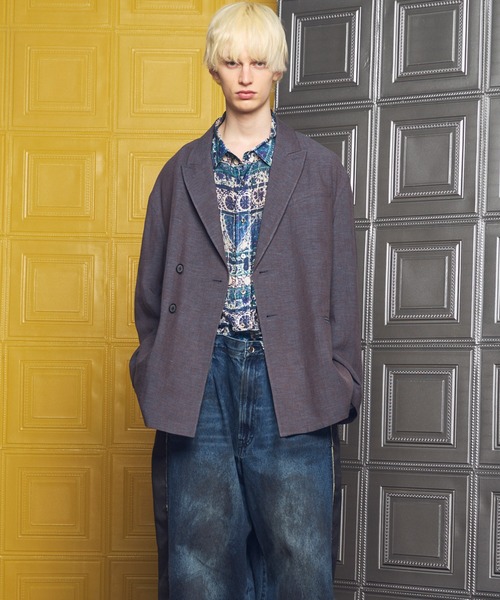 MAISON SPECIAL(メゾンスペシャル)の「《UNISEX》Mix Linen Prime-Over-Over Semi-double Tailored Jacket/ミックスリネンプライムオーバーセミダブルテーラードジャケット【MAISON SPECIAL/メゾンスペシャル】■セットアップ対応■(テーラードジャケット・メンズ・ベージュ/ブルー/ブラック・0/2/1)」の5枚目の写真