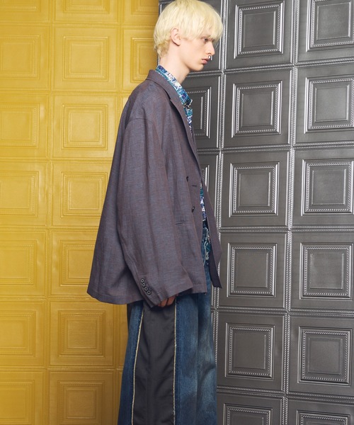 MAISON SPECIAL(メゾンスペシャル)の「《UNISEX》Mix Linen Prime-Over-Over Semi-double Tailored Jacket/ミックスリネンプライムオーバーセミダブルテーラードジャケット【MAISON SPECIAL/メゾンスペシャル】■セットアップ対応■(テーラードジャケット・メンズ・ベージュ/ブルー/ブラック・0/2/1)」の6枚目の写真