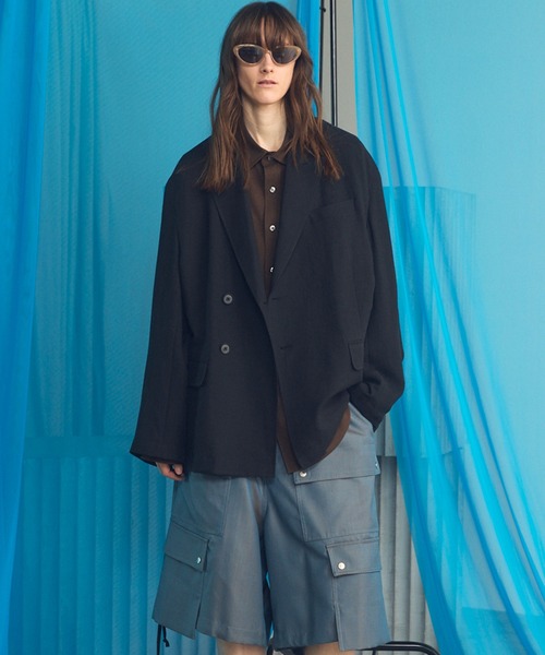 MAISON SPECIAL(メゾンスペシャル)の「《UNISEX》Mix Linen Prime-Over-Over Semi-double Tailored Jacket/ミックスリネンプライムオーバーセミダブルテーラードジャケット【MAISON SPECIAL/メゾンスペシャル】■セットアップ対応■(テーラードジャケット・メンズ・ベージュ/ブルー/ブラック・0/2/1)」の11枚目の写真