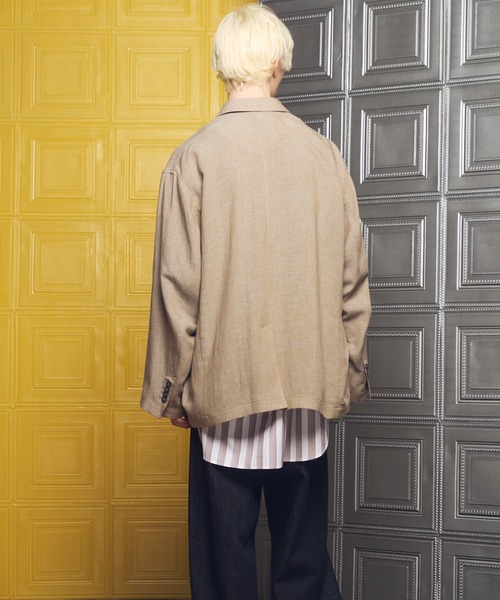 MAISON SPECIAL(メゾンスペシャル)の「《UNISEX》Mix Linen Prime-Over-Over Semi-double Tailored Jacket/ミックスリネンプライムオーバーセミダブルテーラードジャケット【MAISON SPECIAL/メゾンスペシャル】■セットアップ対応■(テーラードジャケット・メンズ・ベージュ/ブルー/ブラック・0/2/1)」の10枚目の写真