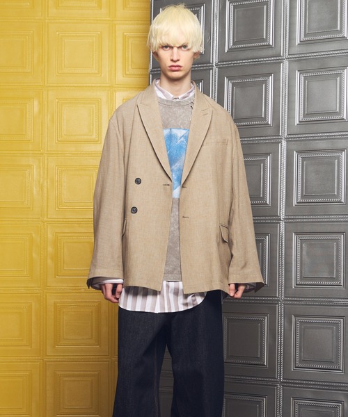 MAISON SPECIAL(メゾンスペシャル)の「《UNISEX》Mix Linen Prime-Over-Over Semi-double Tailored Jacket/ミックスリネンプライムオーバーセミダブルテーラードジャケット【MAISON SPECIAL/メゾンスペシャル】■セットアップ対応■(テーラードジャケット・メンズ・ベージュ/ブルー/ブラック・0/2/1)」の8枚目の写真
