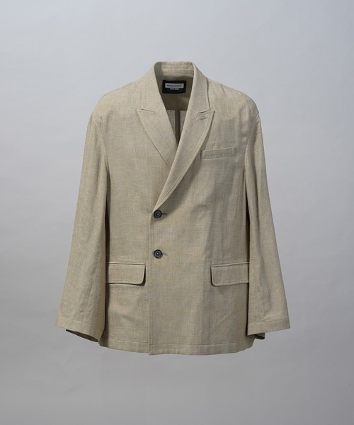 MAISON SPECIAL(メゾンスペシャル)の「《UNISEX》Mix Linen Prime-Over-Over Semi-double Tailored Jacket/ミックスリネンプライムオーバーセミダブルテーラードジャケット【MAISON SPECIAL/メゾンスペシャル】■セットアップ対応■(テーラードジャケット・メンズ・ベージュ/ブルー/ブラック・0/2/1)」の14枚目の写真