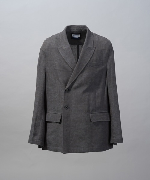 MAISON SPECIAL(メゾンスペシャル)の「《UNISEX》Mix Linen Prime-Over-Over Semi-double Tailored Jacket/ミックスリネンプライムオーバーセミダブルテーラードジャケット【MAISON SPECIAL/メゾンスペシャル】■セットアップ対応■(テーラードジャケット・メンズ・ベージュ/ブルー/ブラック・0/2/1)」の16枚目の写真