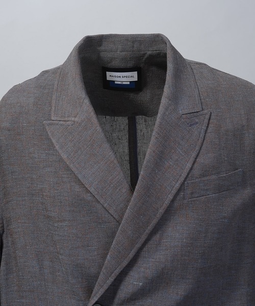 MAISON SPECIAL(メゾンスペシャル)の「《UNISEX》Mix Linen Prime-Over-Over Semi-double Tailored Jacket/ミックスリネンプライムオーバーセミダブルテーラードジャケット【MAISON SPECIAL/メゾンスペシャル】■セットアップ対応■(テーラードジャケット・メンズ・ベージュ/ブルー/ブラック・0/2/1)」の19枚目の写真