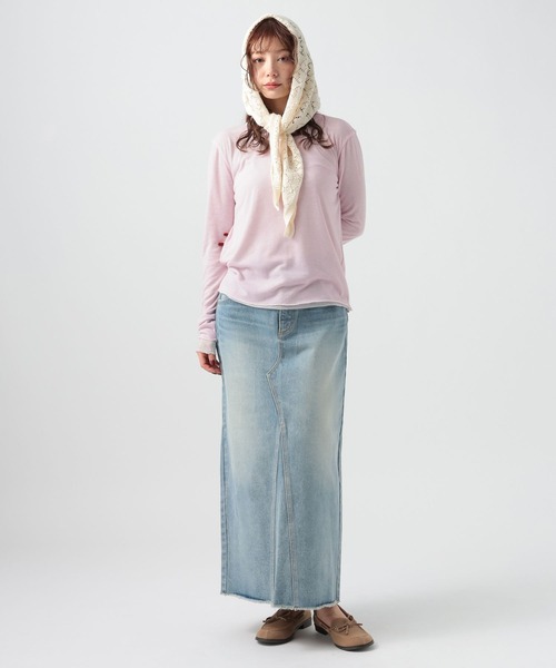 BAYFLOW（ベイフロー）の「ニットレース三角カーフ（バンダナ/スカーフ・レディース・ナチュラル/ブラック・FREE）」の3枚目の写真