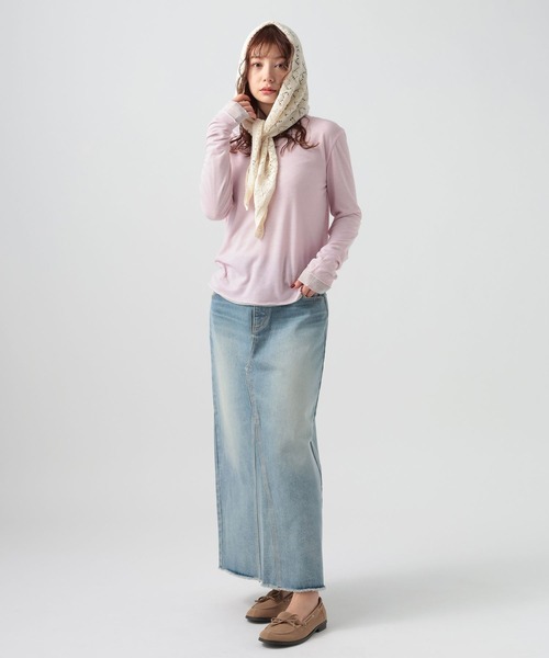 BAYFLOW（ベイフロー）の「ニットレース三角カーフ（バンダナ/スカーフ・レディース・ナチュラル/ブラック・FREE）」の4枚目の写真