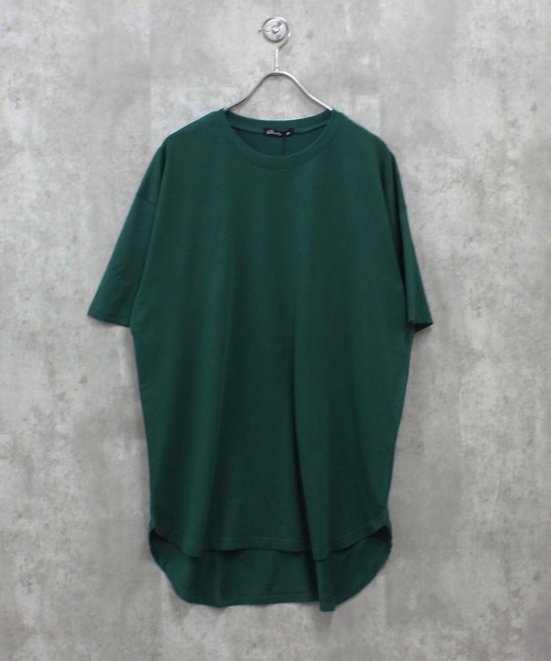 SHISKY(シスキー)の「無地 ラウンドヘム オーバーサイズ Tシャツ(Tシャツ/カットソー・メンズ・ベージュ/チャコール/オフホワイト/杢グレー/ダークグリーン/ブラック・M/L/XL)」の6枚目の写真