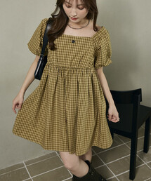 PUBLUX（パブリュクス）の「MARY QUANT × PUBLUX/マリークワント 2WAY バルーン袖 バックギャザー ミニワンピース(スクエアネック・オフショルダー)　限定展開（ワンピース）」