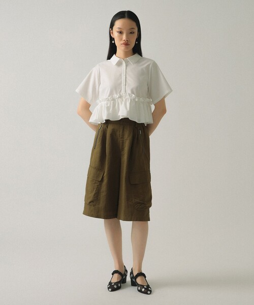 Ray BEAMS(レイビームス)の「裾フリル ショート シャツ(シャツ/ブラウス・レディース・シルバー/ホワイト・ONE SIZE)」の3枚目の写真