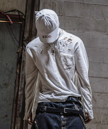 ROARINGRAD（ロアリングラド）の「スラブデストロイドロングスリーブホワイト（Tシャツ/カットソー）」