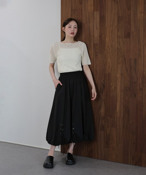 J by blue（ジェイバイブルー）の「レースアップバルーンスカート（スカート・レディース・ホワイト/ブラック・MEDIUM）」の18枚目の写真