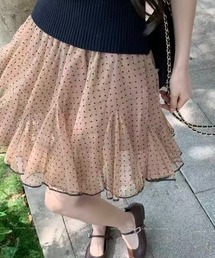 ドットチュールプリーツミニスカート