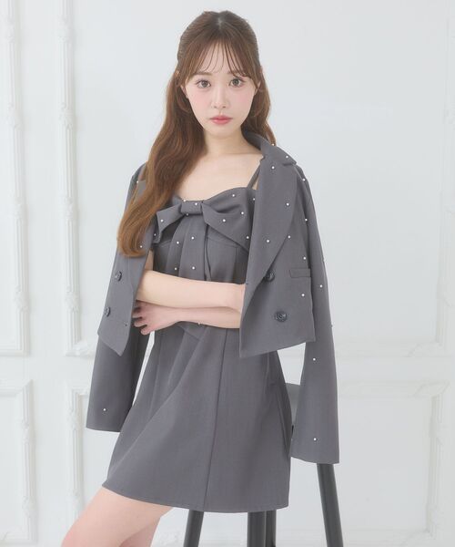 MAJESTIC LEGON(マジェスティックレゴン)の「キラメキショートジャケット(その他アウター・レディース・ブラック/グレー系その他/グレー・MEDIUM)」の6枚目の写真