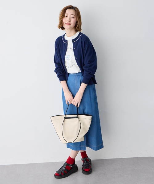 Petit Honfleur(プチオンフルール)の「ファンクションクルーネックカーディガン【接触冷感・UVカット・ウォッシャブル】(カーディガン/ボレロ・レディース・ネイビー/サックスブルー/グレー・M/L)」の15枚目の写真