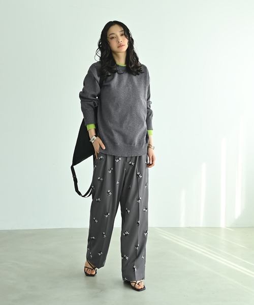 STYLE DELI(スタイルデリ)の「【BLK001】配色前後2wayプルオーバー(ニット/セーター・レディース・チャコールグレー/グレー・FREE)」の1枚目の写真