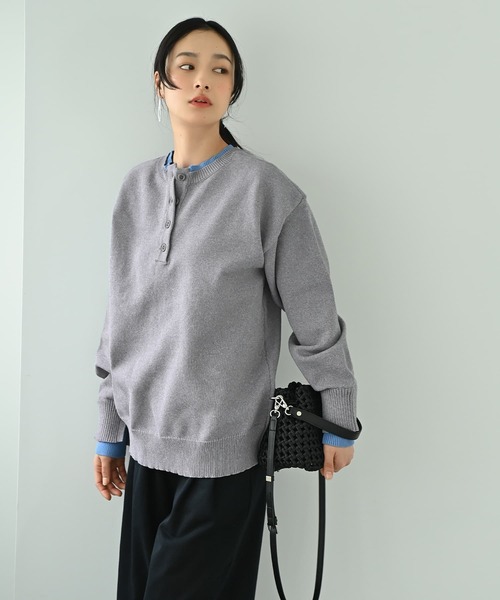STYLE DELI(スタイルデリ)の「【BLK001】配色前後2wayプルオーバー(ニット/セーター・レディース・チャコールグレー/グレー・FREE)」の7枚目の写真
