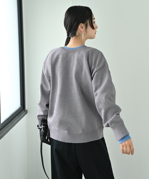 STYLE DELI(スタイルデリ)の「【BLK001】配色前後2wayプルオーバー(ニット/セーター・レディース・チャコールグレー/グレー・FREE)」の8枚目の写真