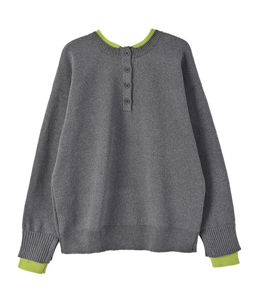 STYLE DELI(スタイルデリ)の「【BLK001】配色前後2wayプルオーバー(ニット/セーター・レディース・チャコールグレー/グレー・FREE)」の16枚目の写真