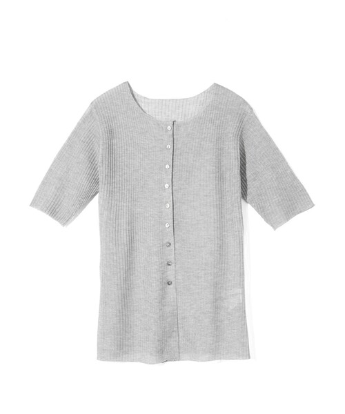 MIDIUMISOLID(ミディウミソリッド)の「MIDIUMISOLID for Ladies リブクルーネックカーディガン(カーディガン/ボレロ・レディース・ライトグレー/ブラック/アイボリー・FREE)」の5枚目の写真