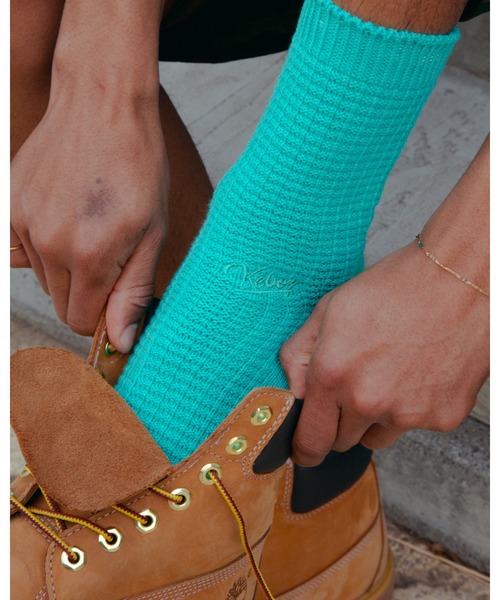 KEBOZ(ケボズ)の「ICON WAFFLE SOCKS(ソックス/靴下・メンズ・ホワイト/ブラック/ミント・FREE)」の8枚目の写真
