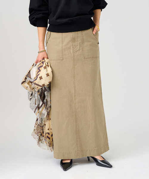 VERMEIL par iena(ヴェルメイユパーイエナ)の「upper hights アッパーハイツ THE SANDY 144A34302(スカート・レディース・ベージュ系その他/ネイビー・SMALL/X-SMALL)」の4枚目の写真