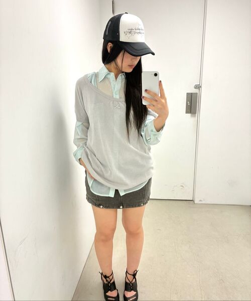 OJOS(オホス)の「Graphic Sheer Shirts / Mint(シャツ/ブラウス・レディース・その他・OS)」の6枚目の写真