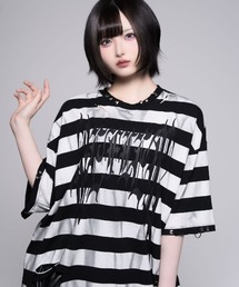REFLEM（レフレム）の「『REFLEM/レフレム』グランジボーダーピアスTシャツ（Tシャツ/カットソー）」