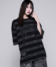 REFLEM（レフレム）の「『REFLEM/レフレム』グランジボーダーピアスTシャツ（Tシャツ/カットソー）」