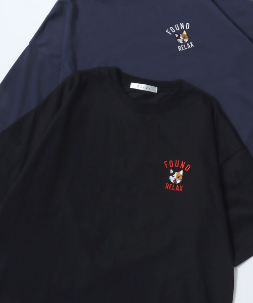 Lazar（ラザル）の「Lazar 別注 Animal Embroidery Tee/オーバーサイズ アニマル柄 ネコ トラ イヌ カレッジ ワンポイント刺繍 半袖Tシャツ/レディース メンズ（Tシャツ/カットソー・レディース・ホワイト系その他2/ブラック系その他/ブラック/ホワイト系その他/ホワイト/ブルー系その他2/ブラック系その他2/ブルー系その他/ネイビー・M/LL/L）」の4枚目の写真